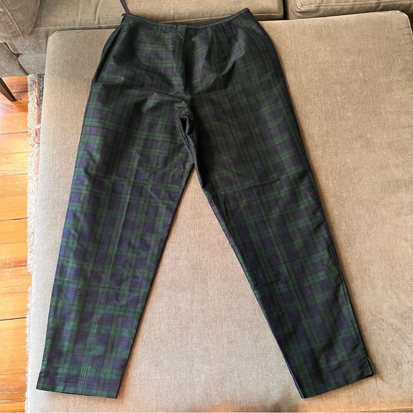 Vintage Talbots Tartan Plaid Silk Pants 8 Petite Festive Holiday - Picture 5 of 5